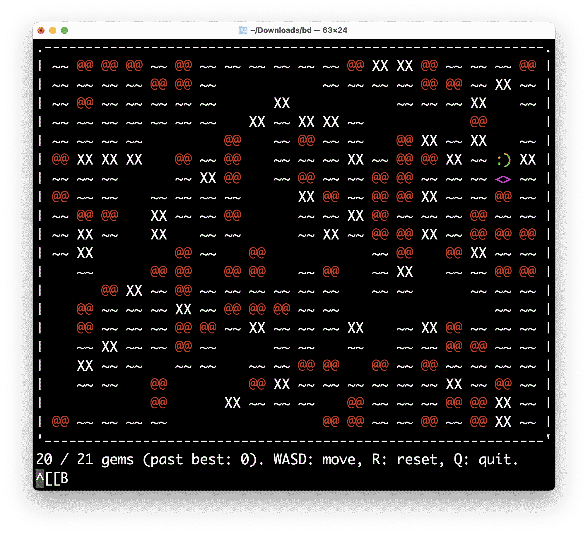 A game of boulder dash in the terminal